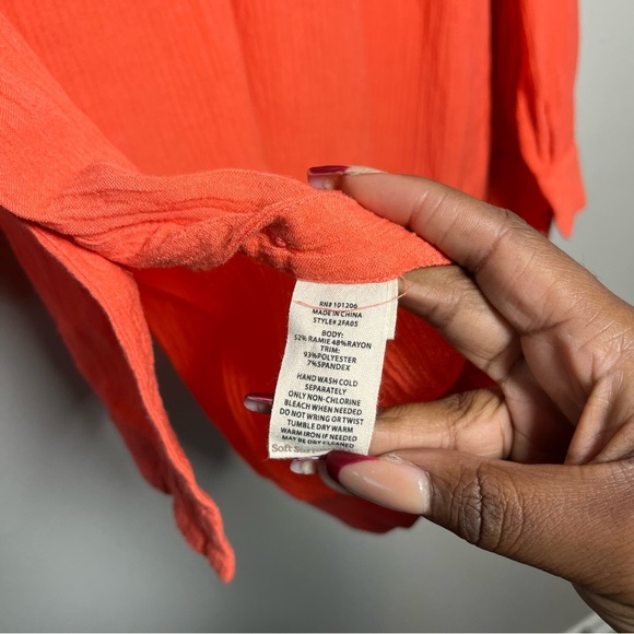 Soft Surroundings Women Top Large Orange Popover Long Sleeve Lagenlook‎ Tunic - Picture 11 of 13